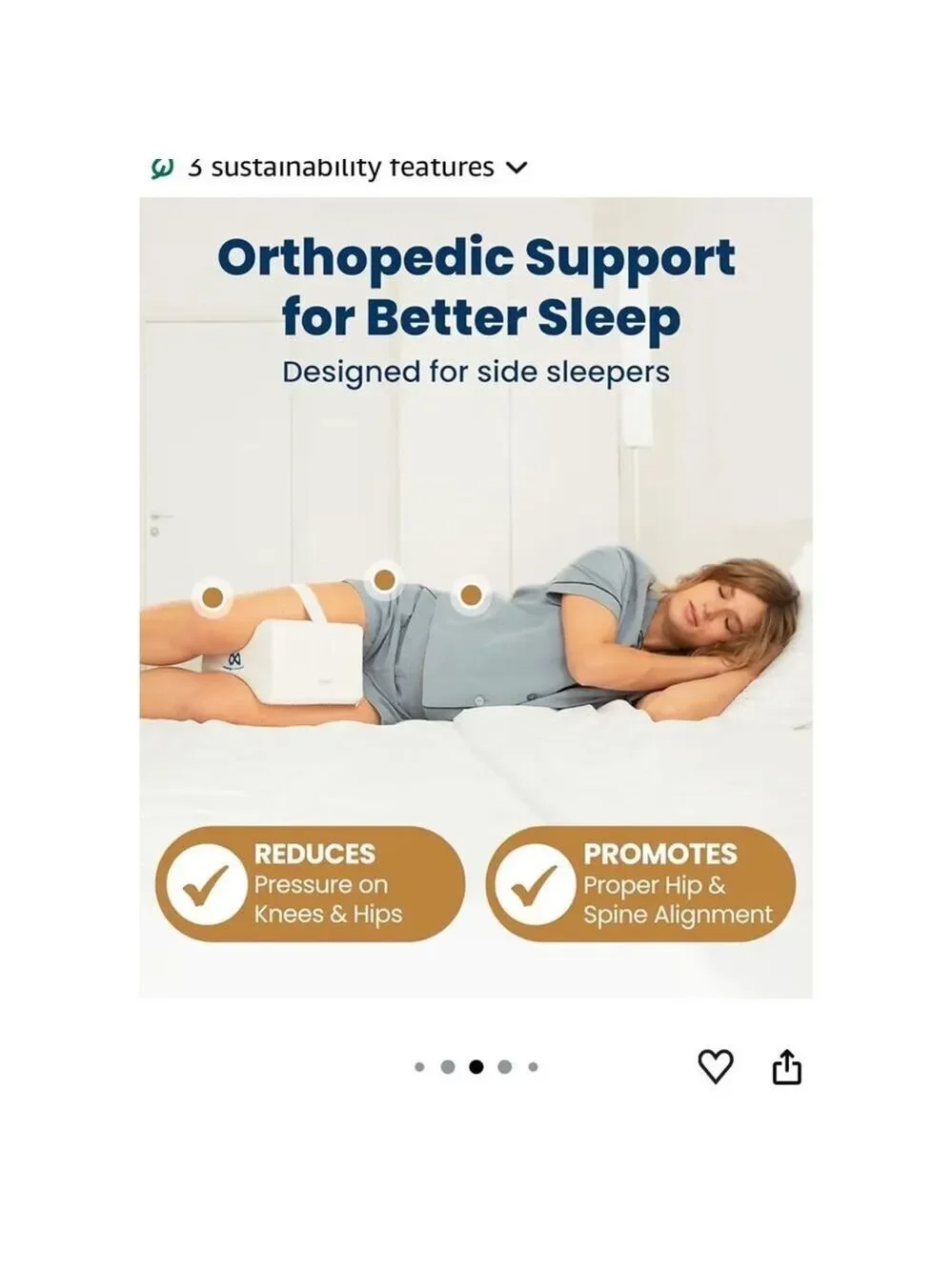 Everlasting Comfort Memory Foam Knee Pillow for Side Sleepers Sciatica Relief